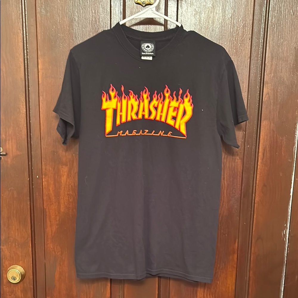 Thrasher Black Flame Graphic Short Sleeve Tee